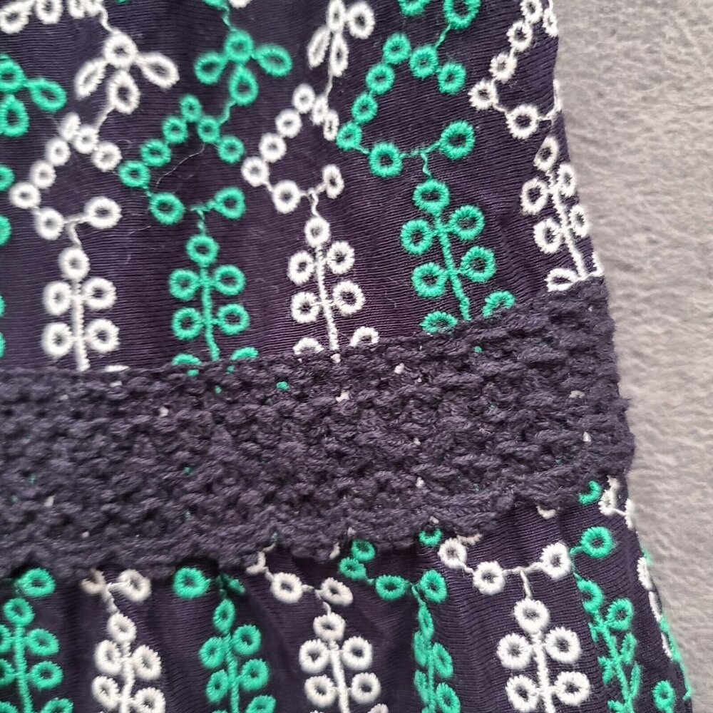 Anthropologie MAEVE Cammie Embroidered Peplum Top L Navy Green V Neck Boho NWT - Picture 5 of 12